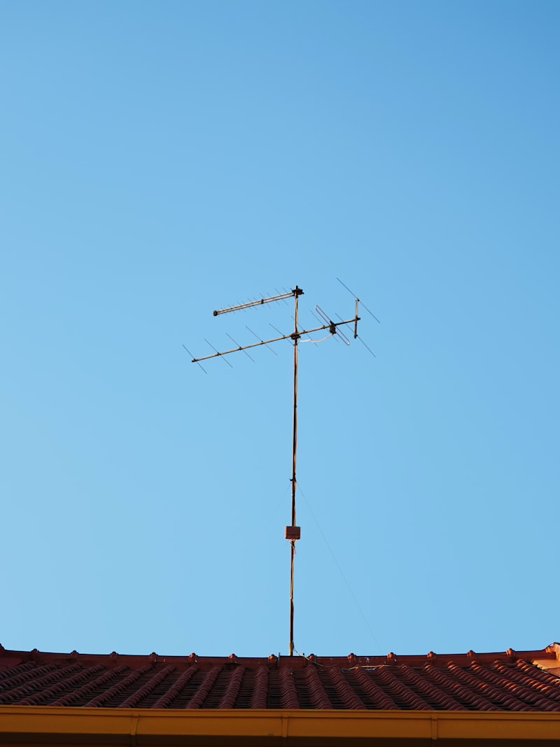 Television antenna on a rooftop